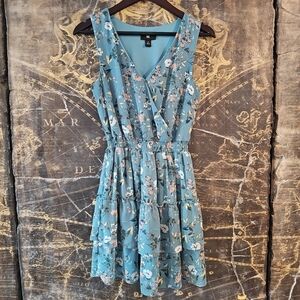 Womens Dress Size S V-Neck Teal Floral iZ Byer